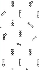 A vector pattern of science icons like test tubes