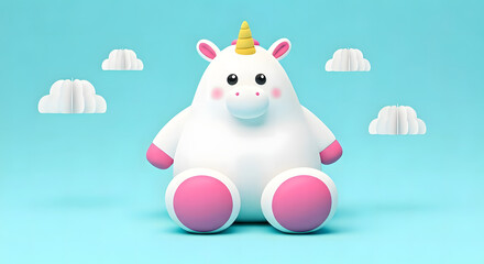 Tiny Sleeping Unicorn curled up with closed eyes.
