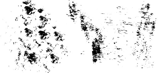 Abstract Black Ink Splatters and Streaks on White Background.