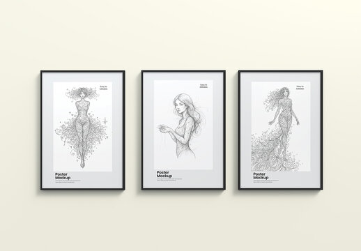 Wall Hanging Poster Frame Mockup Template