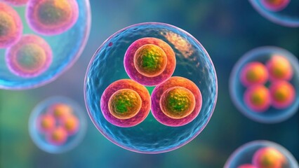 Cellular Division Under Microscope with Vibrant Color Details