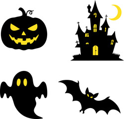Black and yellow Halloween shadows in 4 styles