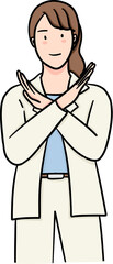 illustration of business woman in white suit crossing arms as no