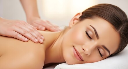 Obraz premium Woman receiving a relaxing back massage at a spa for wellness