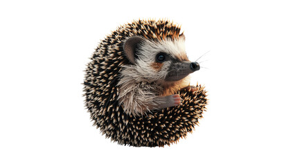 A cute, small hedgehog animal with brown bristles and a spiny protection