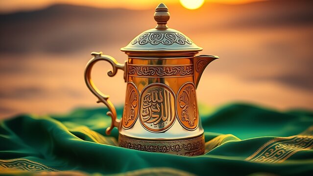 Embroidered charro hat with silver details, resting on green fabric under golden light.