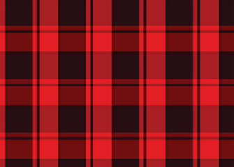 Red and black seamless tartan plaid fabric texture