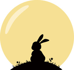 A rabbit looking at the moon