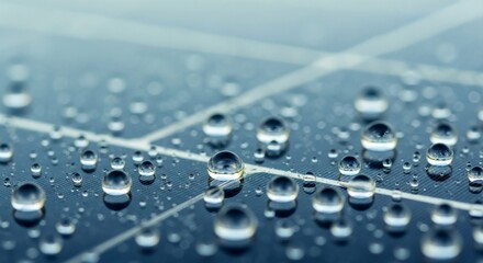 Water Droplets on Solar Panel Surface - Clean Energy, Sustainable Future.