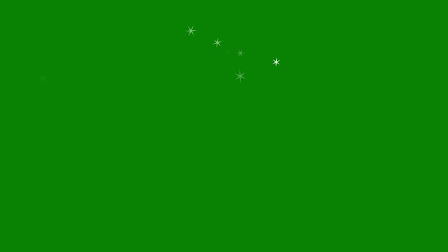 Twinkle sparkle glitter stars animation, doodle cartoon vector style shining bright with blinking star twinkling effect on transparent chroma key green screen background, holiday starry sky 4K video