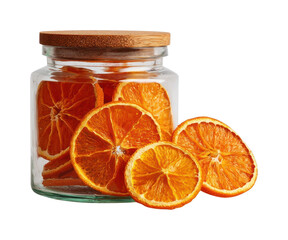 PNG Dried oranges in glass jar.