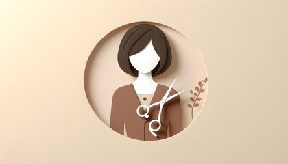 Minimalist hairdresser illustration with scissors