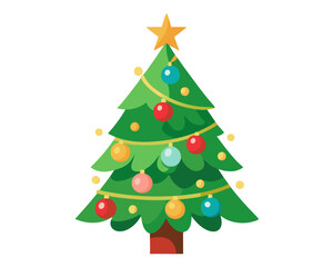 Christmas Tree Icon, festive holiday symbol, isolated vector on white background