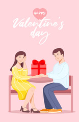 Couple in love with proposal gift box