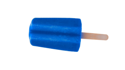Delicious blue ice pop on a wooden stick. 