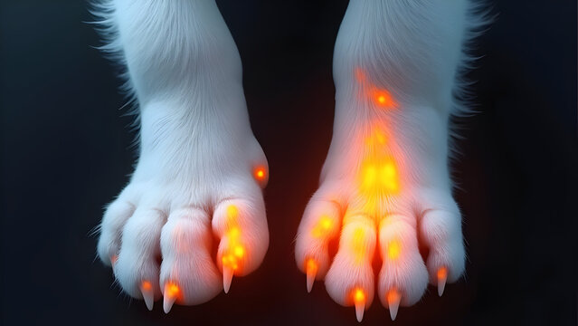X-ray of Puppy Paw Bones With Localized Bone Infection