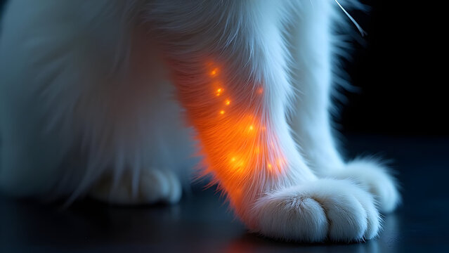 Close-Up Veterinary Leg X-Ray White Cat Orange Inflammation