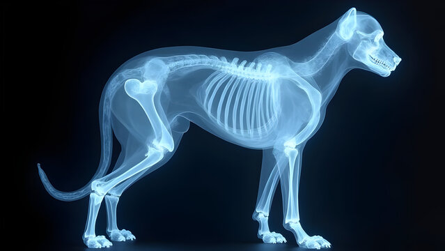 X-ray of dog knee joint with clinical focus on health