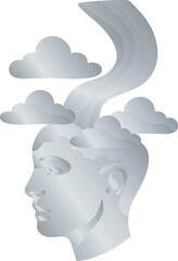 Silver Clouds Forming in Human Head