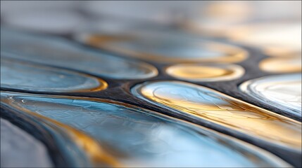 Abstract Fluid Texture with Blue and Gold Waves Creating a Colorful Artistic Pattern