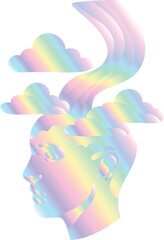 Holographic Head with Rainbow Cloud 