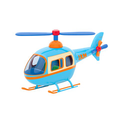 Fototapeta premium Stock photo of blue toy helicopter for kids children play aviation vehicle transport on transparent background
