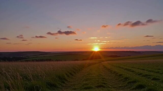 Die Sonne steigt &uuml;ber den Horizont, goldenes Licht erhellt die Landschaft.