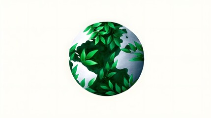 A globe-shaped image composed of vibrant green leaves, symbolizing the natural environment and sustainable living on our planet.