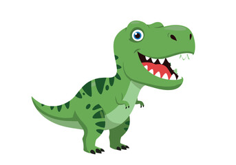 This is a cartoon illustration of a friendly green Tyrannosaurus Rex.