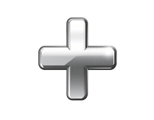 Shiny Silver Plus Sign Icon Isolated