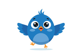 Fototapeta premium A small blue bird with big eyes is happily flying.