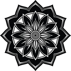 Abstract colorful floral vector art decoration with a circular sun and leaf elements