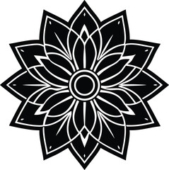 Abstract vector illustration of a vintage floral design pattern with leaves and sun, perfect for a nature-inspired decoration or art tattoo