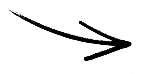 arrow sign drawn with  marker on transparent background