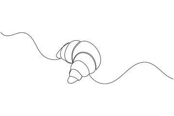 Obraz premium Croissant continuous one line drawing minimalist bakery pastry illustration