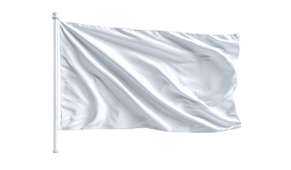 Blank white flag billowing on a pole