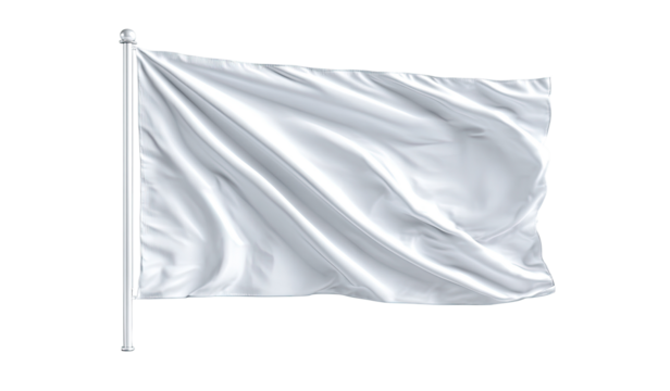 Blank white flag billowing on a pole