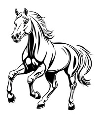 Obraz premium PNG Simple horse running linear art illustration drawing.
