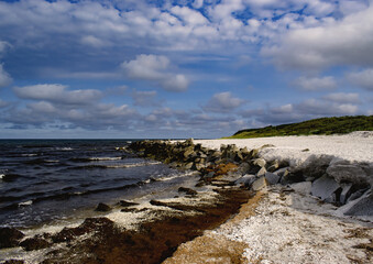 Ostsee Strand auf Insel Hiddensee bei Vitte im August 