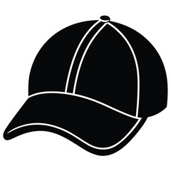 Vector art of simple black baseball cap, a versatile accessory for sports and casual wear, perfect for adding a touch of urban style to any design