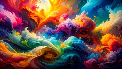 Abstract and Colorful Swirling Clouds, A Vibrant Display of Colors and Art