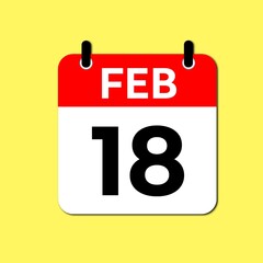 Fototapeta premium February 18 Day Calendar Vector Icon Perfect for planner, reminder, time management, schedule, office, business, and monthly event start design template