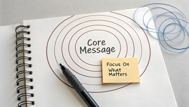 A paper with concentric circles and the words Core Message