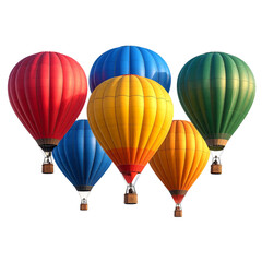 Fototapeta premium Set of Vibrant Hot Air Balloons Floating Together, isolated on transparent background