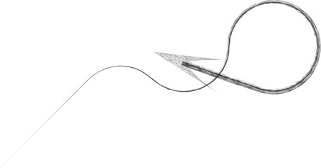 Curved arrow .Graffiti spiral line art design . Looped grungy arrow logo . Spray effect .Grunge curly arrow . Distressed element .Grunge swirly arrow vector. Spray paint curve direction design.