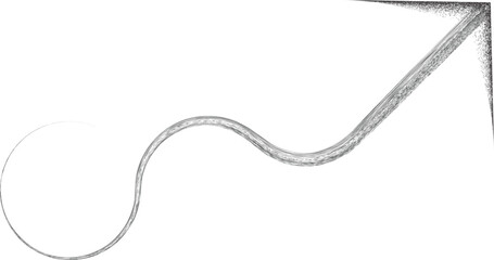 Curved arrow .Graffiti spiral line art design . Looped grungy arrow logo . Spray effect .Grunge curly arrow . Distressed element .Grunge swirly arrow vector. Spray paint curve direction design.