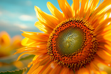 sunflower on blue background