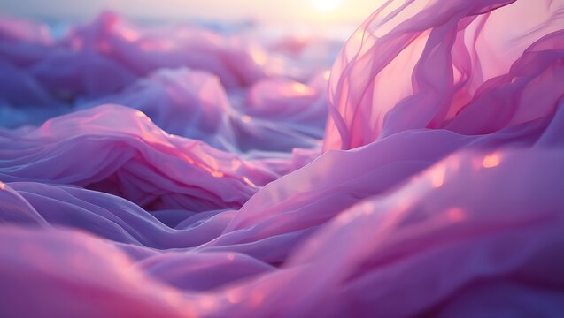 Pink and purple abstract wave landscape with dreamy soft light - Powered by Adobe