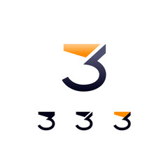 Logo number 3, digital cyber space numeral