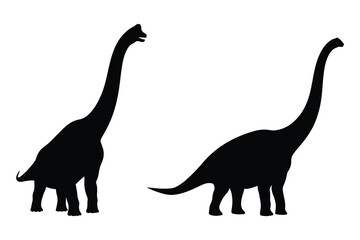 Two majestic brontosaurus dinosaur silhouettes facing different directions